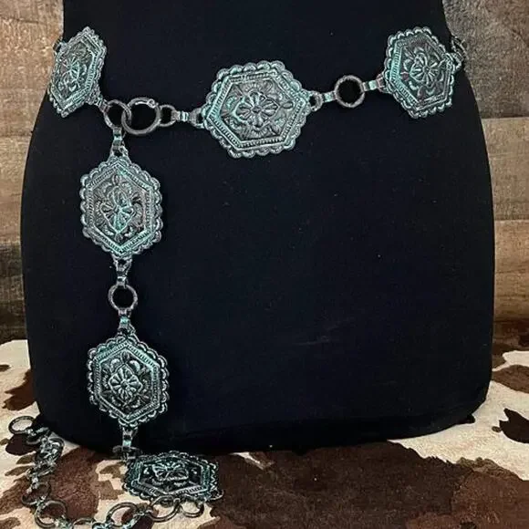 Western Patina Concho Belt - Picture 2 of 5